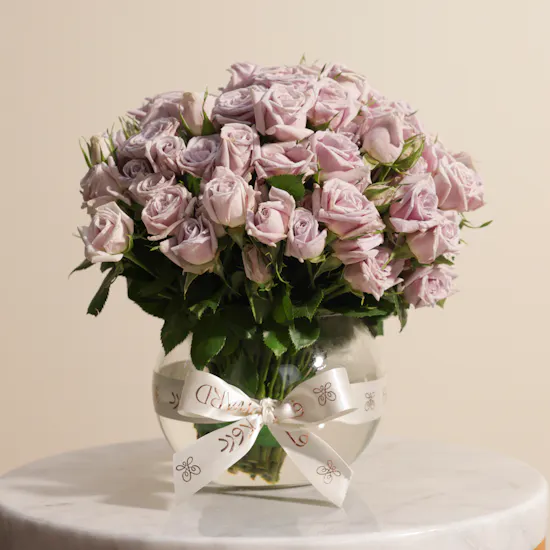Purple Baby Roses Vase | 18 Flowers