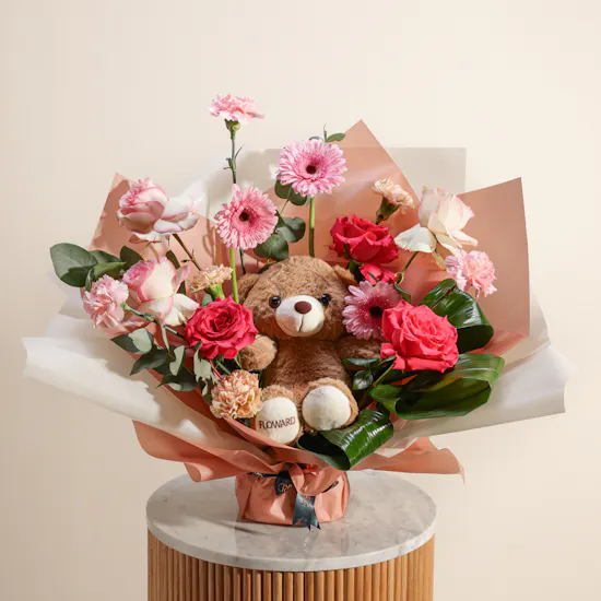 Floward Small Teddy Bear | Joyful Flowers Bouquet