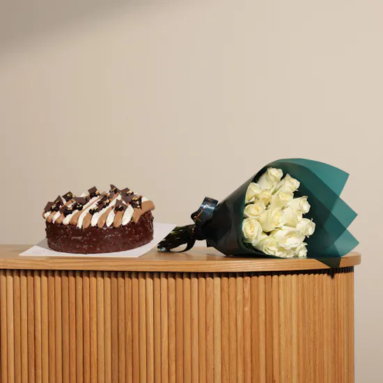 Patisserie By Guillermo Palomo Black Forest Cake | Eternal Grace Rose Bouquet