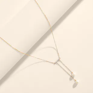 L'azurde Tassel Diamond & Pearl Women's Necklace L'azurde Tassel Diamond & Pearl Women's Necklace