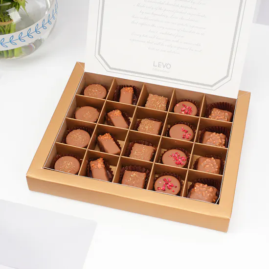 Levo Small Chocolate Box with Get Well Soon Blooms Vase