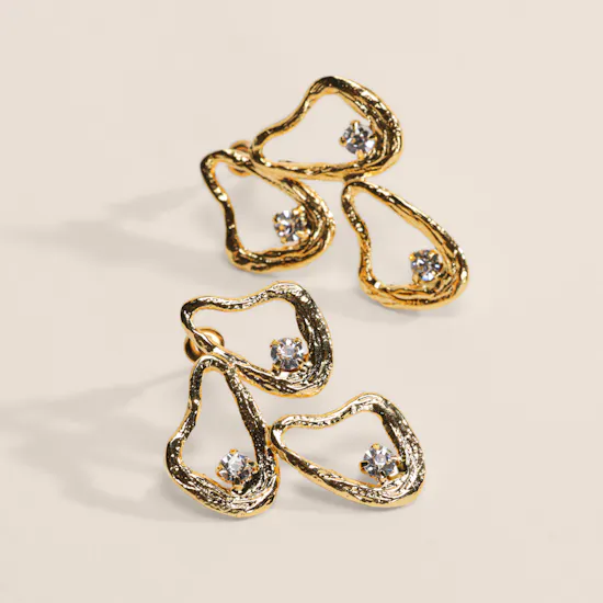 Lynyer Celestial Whispers Trip Drop Gold Plated Earrings