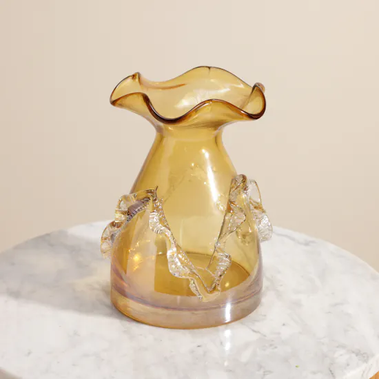 Floward Vintage Mini Amber Glass Vase