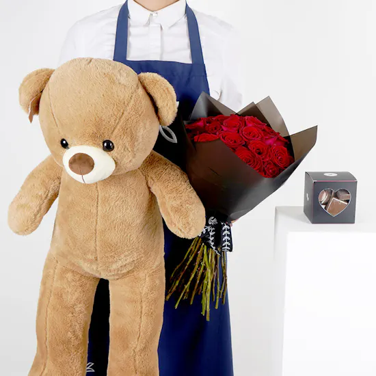 Red Roses | Teddy Bear | Chocolate Box
