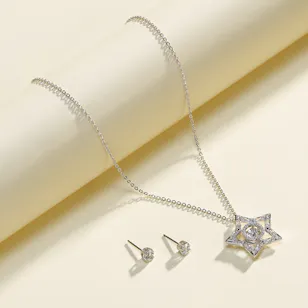 Swarovski Stella and Attract Stud Rhodium plated Women’s Set