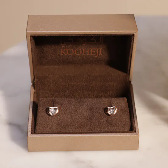 Kooheji Jewellery Rose Gold Heart Earrings | Lovely Flowers Vase