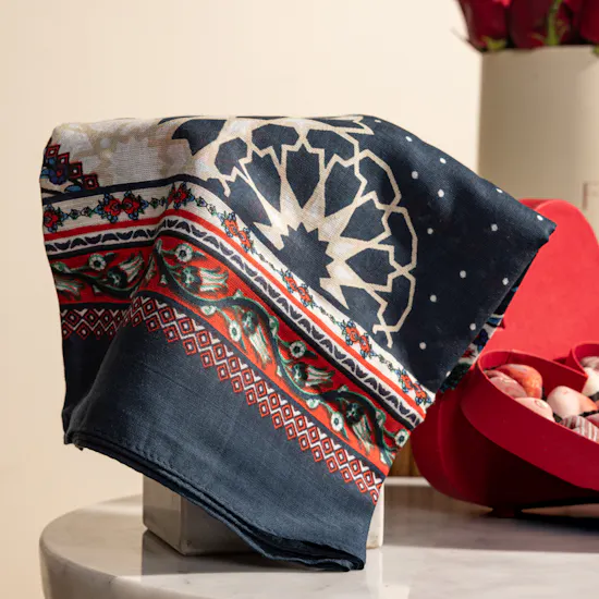 Fleur Red Heart Chocolate Box and Emma Scarf | Elegant Flowers