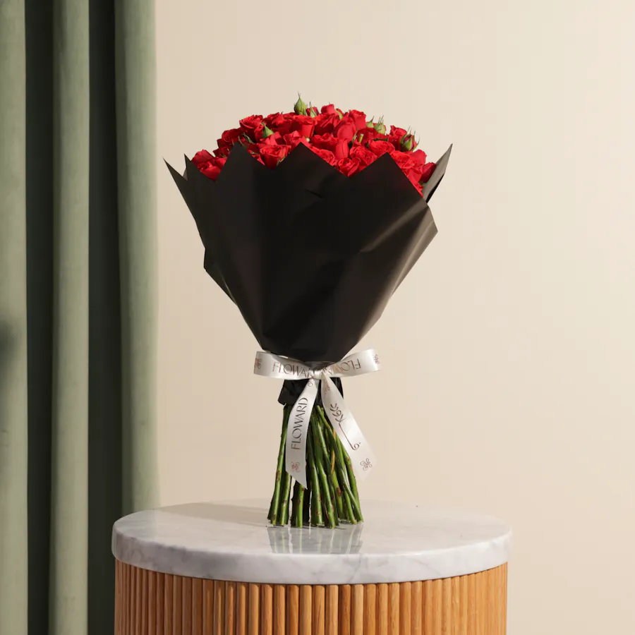 Crimson Red Baby Roses Bouquet | 35 Flowers 6