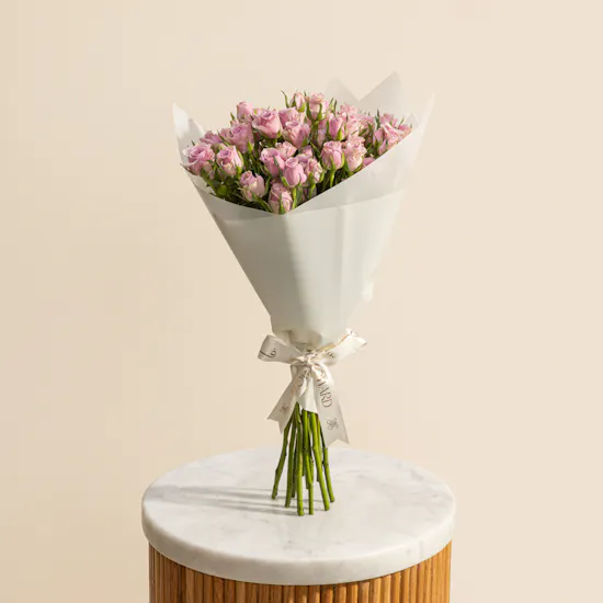 Dewy Elegance Purple Baby Roses Bouquet | 12 Flowers