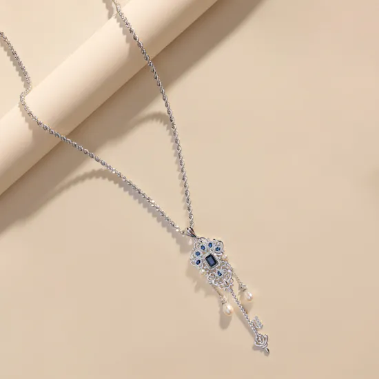Key Of The World Necklace -Diamond & Sapphire