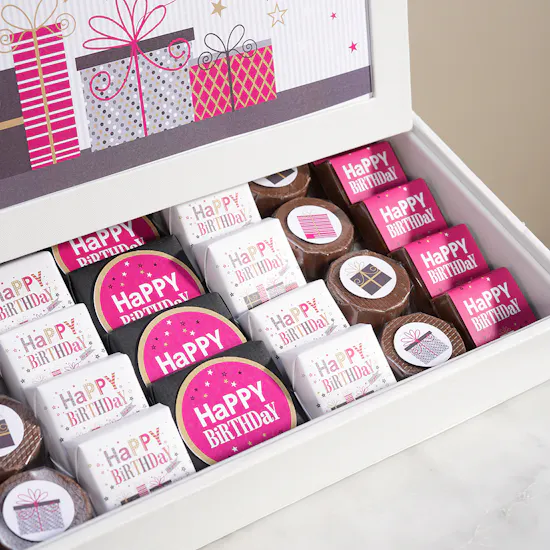 Lilac White Birthday Chocolate Leather Box