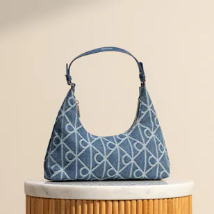 Calvin Klein Denim Allover Emblem Logo Shoulder Bag