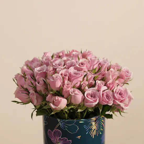 Shiny Purple Baby Rose Box | 25 Flowers