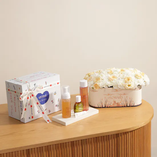 Floward x LETOILE Clarins Skin Care Set | Blushing Flowers