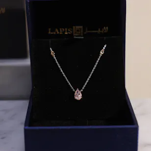 Lapis Diamond Gold Pink Necklace Lapis Diamond Gold Pink Necklace