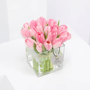Pink Tulip | Square Vase Pink Tulip | Square Vase
