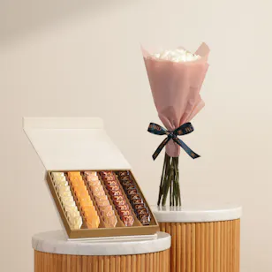 Godiva Fabric Carré Chocolate Box | Majestic Flowers Bouquet
