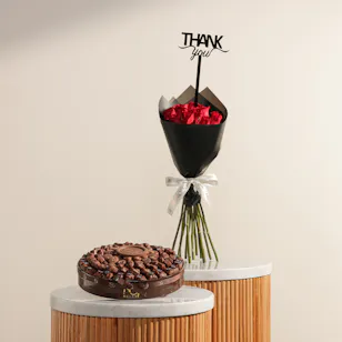 Nor Noyau Small Brown Bologna Chocolate Tray | Thank You Flower Bouquet