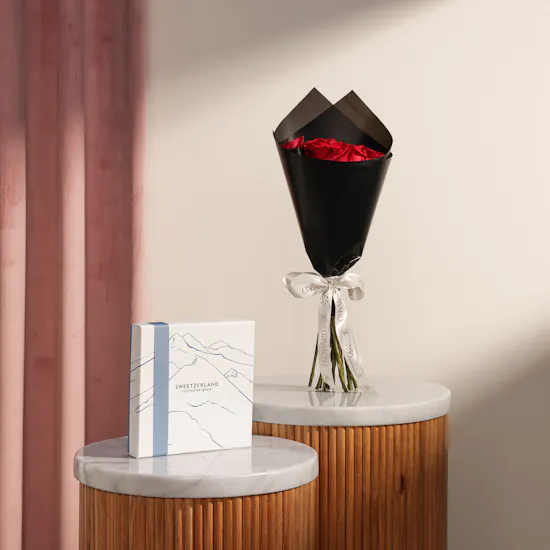 Sweetzerland Elegant Chocolate Box | Shinny Flowers Bouquet