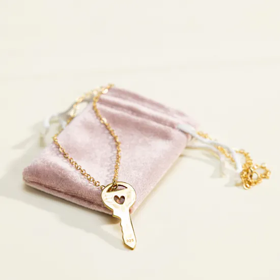 Hrh Gold-plated Key with A Heart Necklace