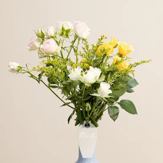Sunset Serenade Baby Roses Vase