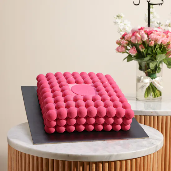 Dinara Kasko Strawberry Cake | Happy Birthday Flower Vase and Pink Balloons