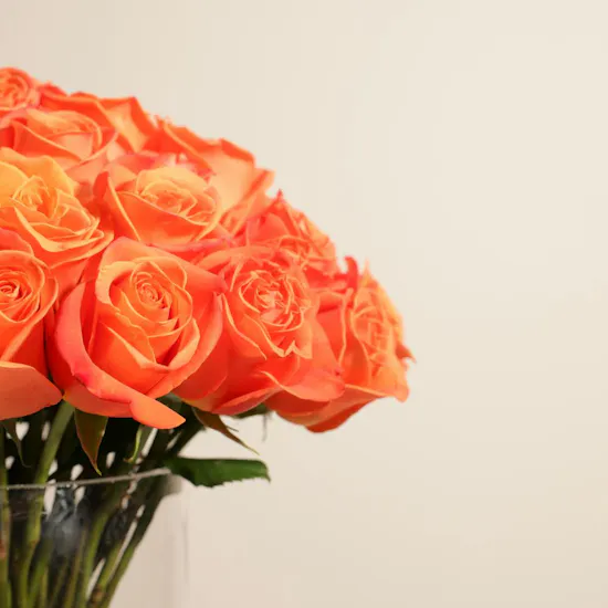 Orange Roses Vase | 50 Flowers