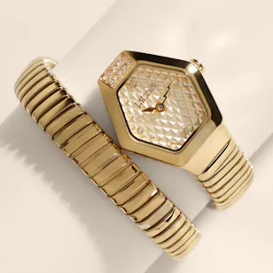 Just Cavalli Signature Snake Splora Yellow Gold Champagne Women's Watch