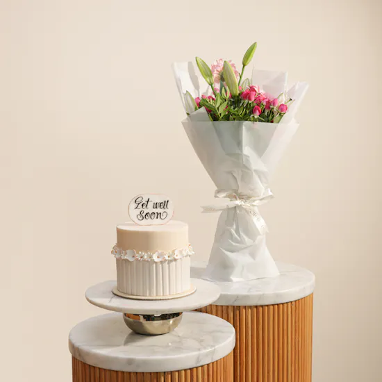 Madeleine Get Well Soon Floral Cake | Delicate Flowers Bouquet
