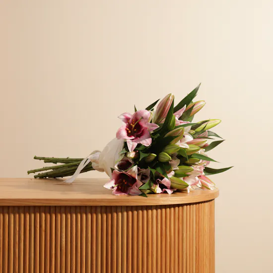Graceful Pink Lily Bouquet | 12 Flowers
