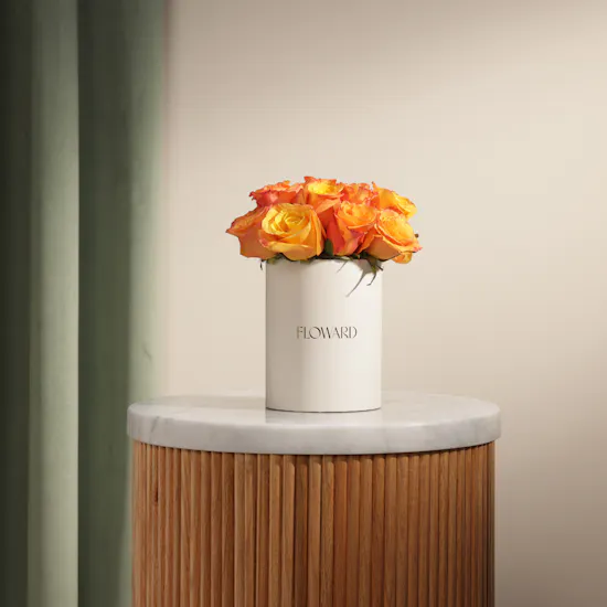 Orange Roses Flowers Box | 15 Flowers