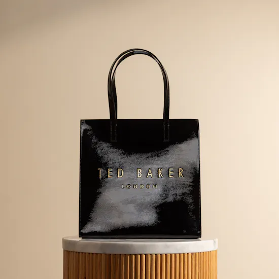 Ted Baker Black Leather Tote Bag with Gold Logo