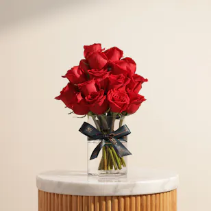Crimson Love Red Roses Vase