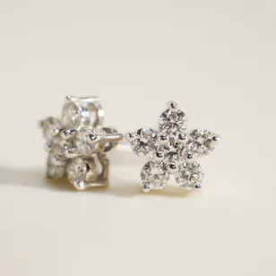 Gold Land Flower Diamond Earrings