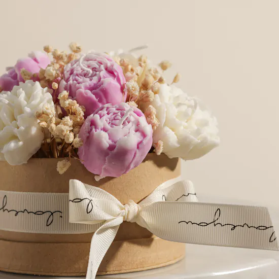 Done By SHK Small Candle Purple and White Bouquet