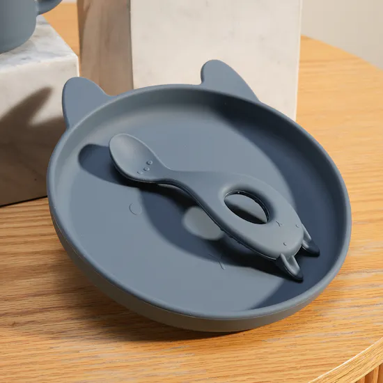 Peek A Boo Liewood Vivi Silicone Rabbit Whale Blue Tableware