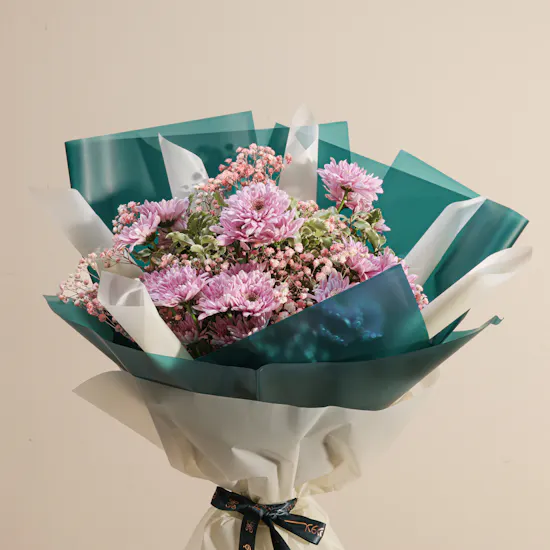 Shiny Pink Chrysanthemum Bouquet
