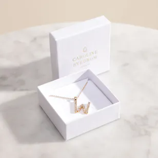 Caroline Svedbom Mini W Letter Crystal Necklace