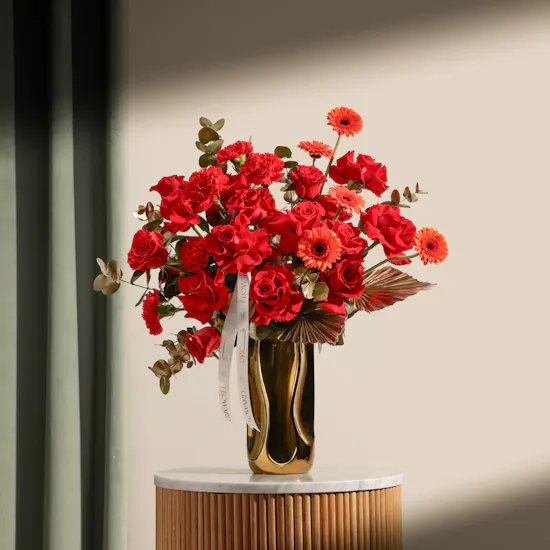 Sunlit Golden Flower Vase