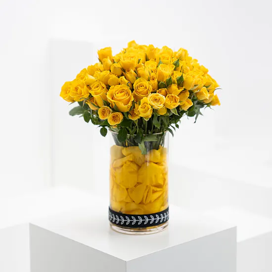Yellow Roses | Cylinder Vase