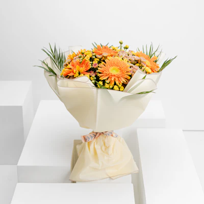 Chrysanthemum & Gerbera | Brown Wrap Chrysanthemum & Gerbera | Brown Wrap