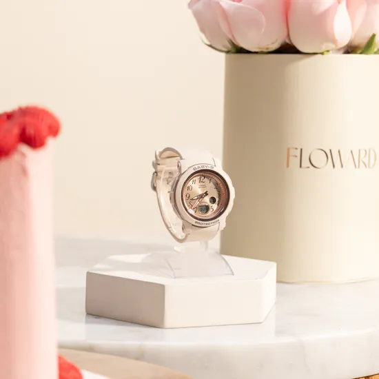 Casio Pink Baby-G Watch | Nino's Bakery Happy Birthday Cake and Flowers