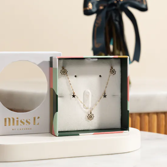 Miss L' Flower Chain Gold Necklace | Romantic Red Roses
