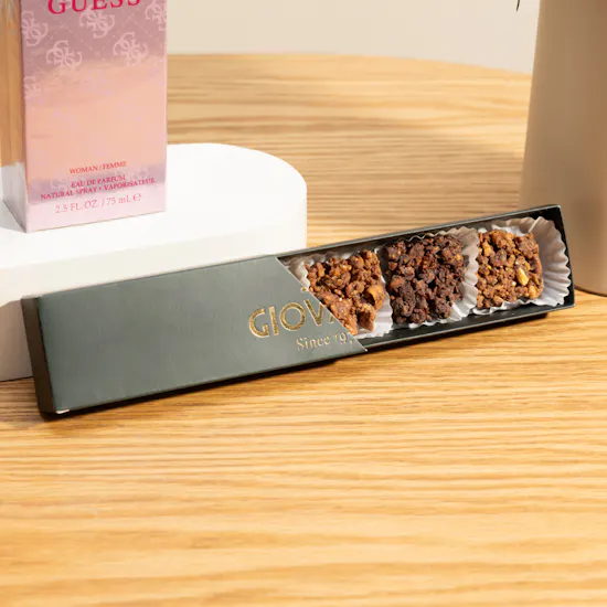 Guess Pink EDP For Women | Giovanni Dark Chocolate Caramel Mini Box and Flowers