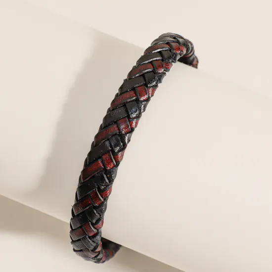 Fossil Brown and Black Braided Leather Men’s Bracelet