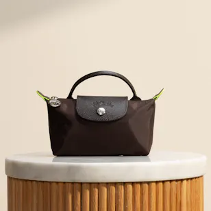 LongChamp Mocha Pochette with Handle Le Pliage Tote Bag