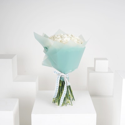 50 White Carnations Hand Bouquet