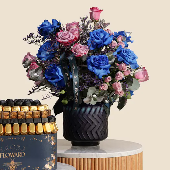 Floward Assorted Chocolate Box | Midnight Reverie Flower Vase