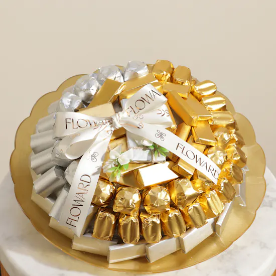 Floward Golden and Silver Assorted Medium Chocolate Tray