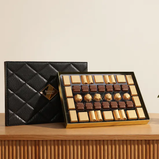 Bostani Black Leather Chocolate Box | Best Dad Shiny Flower Vase